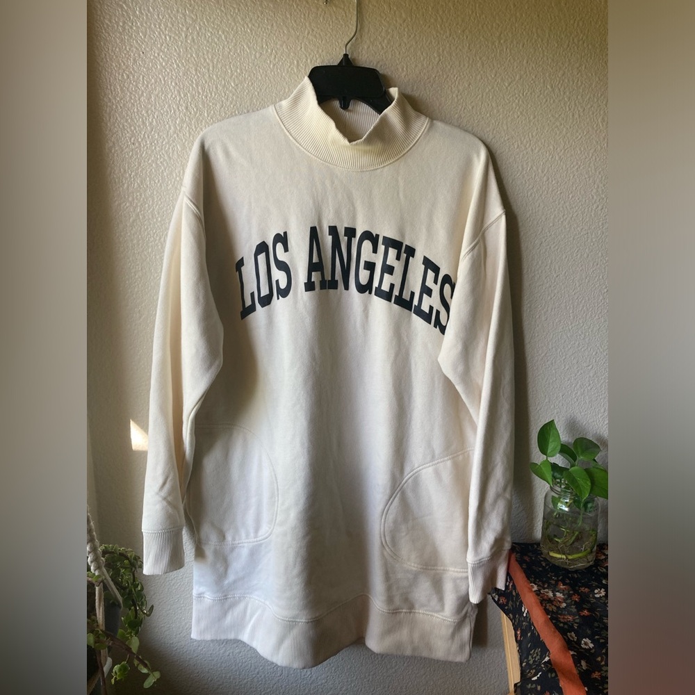 American Eagle Outfitters Cream Los Angeles Mock Neck Tunic